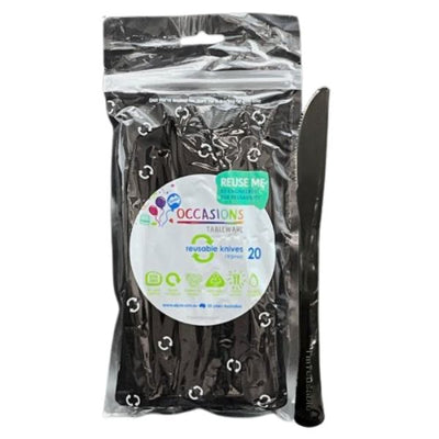 Black Plastic Knives 20pk