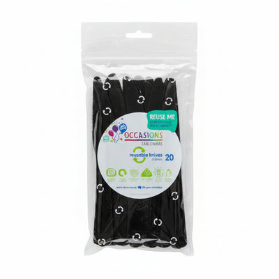 Black Plastic Knives 20pk