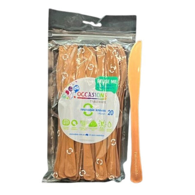 Rose Gold Plastic Knives 20pk