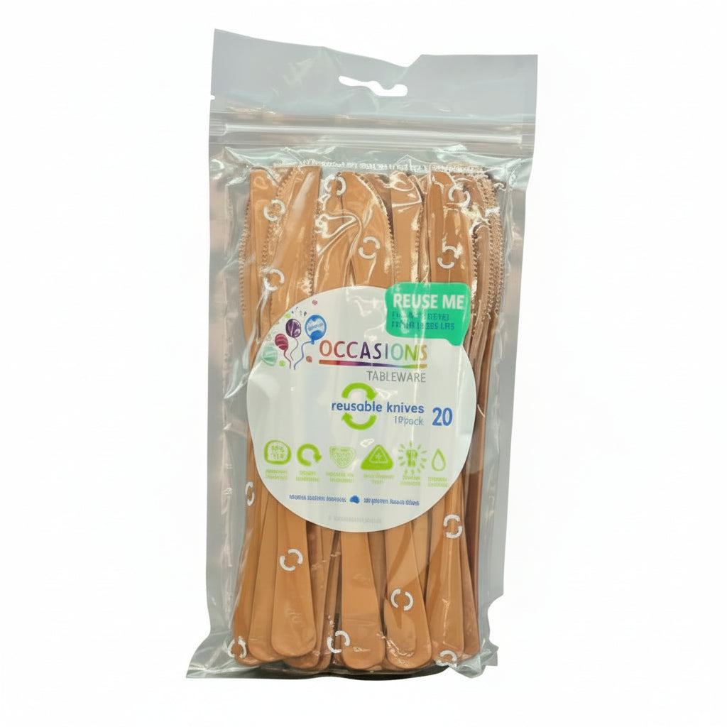 Rose Gold Plastic Knives 20pk