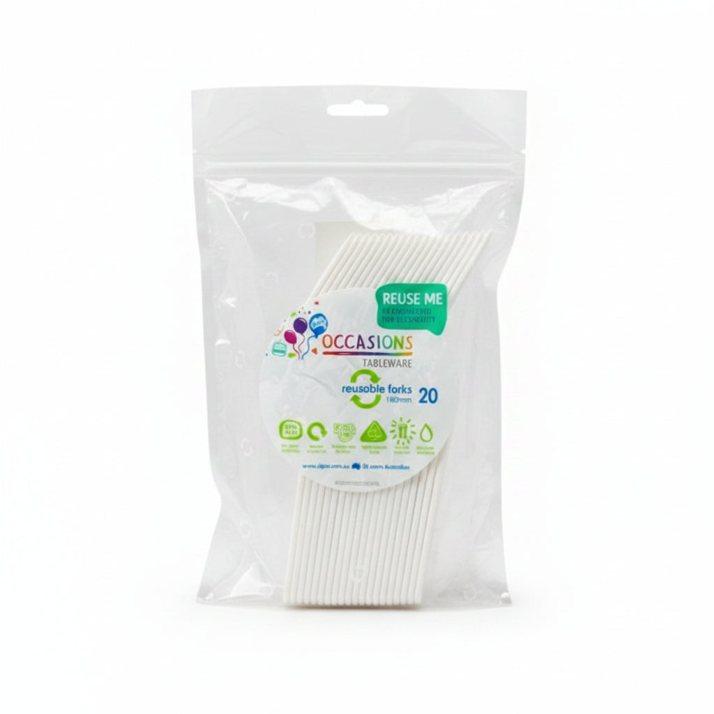 White Plastic Forks 20pk