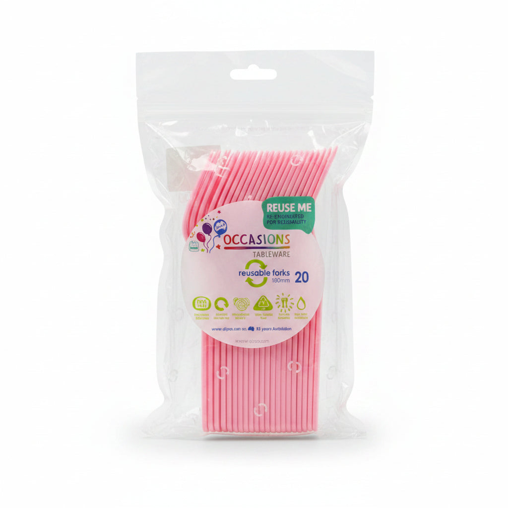 Light Pink Plastic Forks 20pk