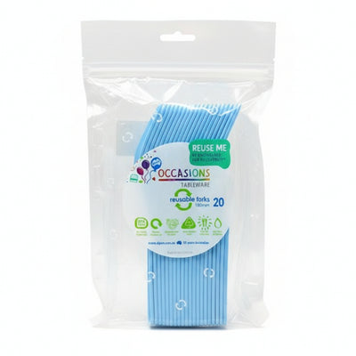 Light Blue Plastic Forks 20pk