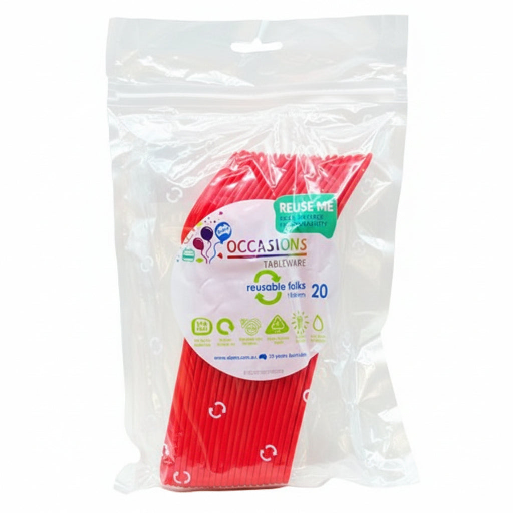 Red Plastic Forks 20pk