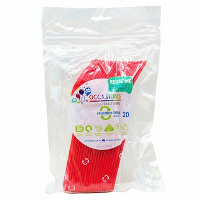 Red Plastic Forks 20pk