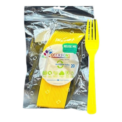 Yellow Plastic Forks 20pk