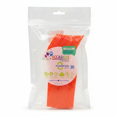 Orange Plastic Forks 20pk