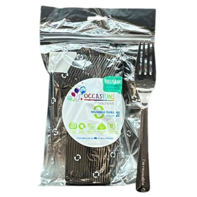 Black Plastic Forks 20pk