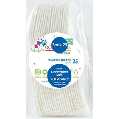 White Plastic Spoons 20pk