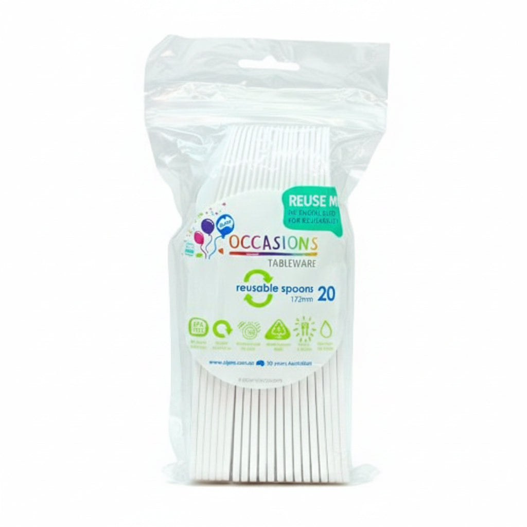 White Plastic Spoons 20pk