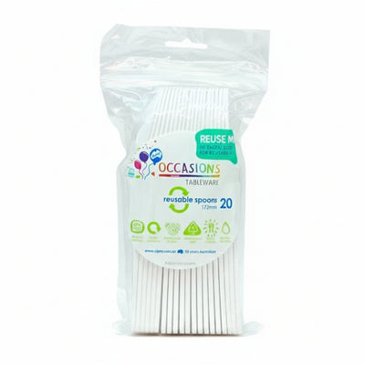 White Plastic Spoons 20pk