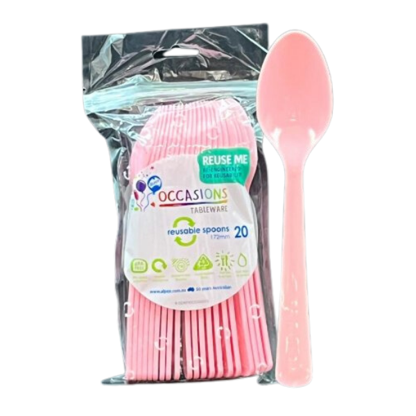 Light Pink Plastic Spoons 20pk