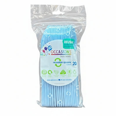 Light Blue Plastic Spoons 20pk