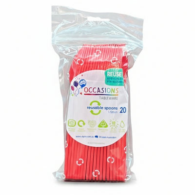 Red Plastic Spoons 20pk