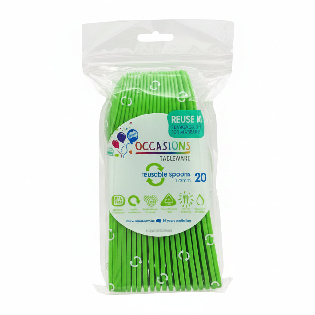 Lime Plastic Spoons 20pk