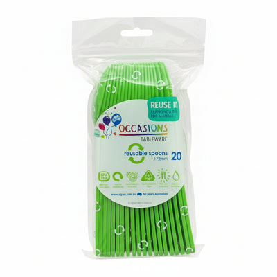 Lime Plastic Spoons 20pk