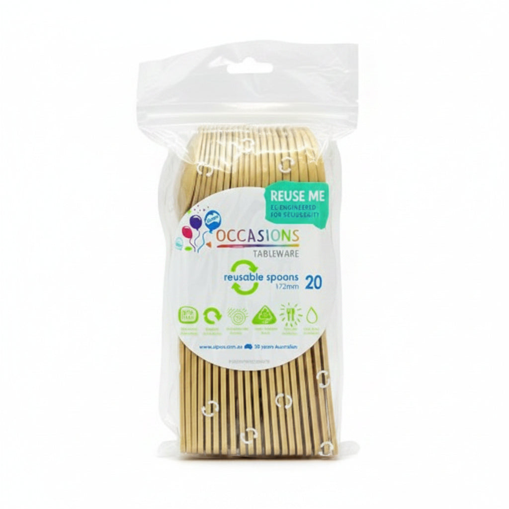 Gold Plastic Spoons 20pk