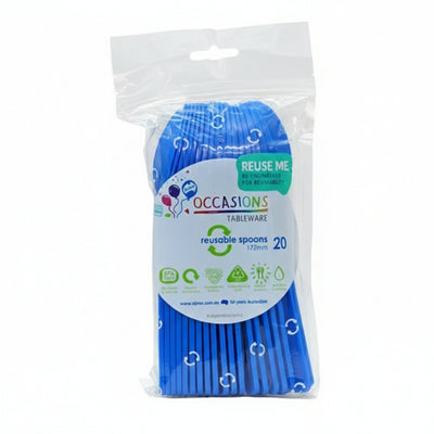Royal Blue Plastic Spoons 20pk