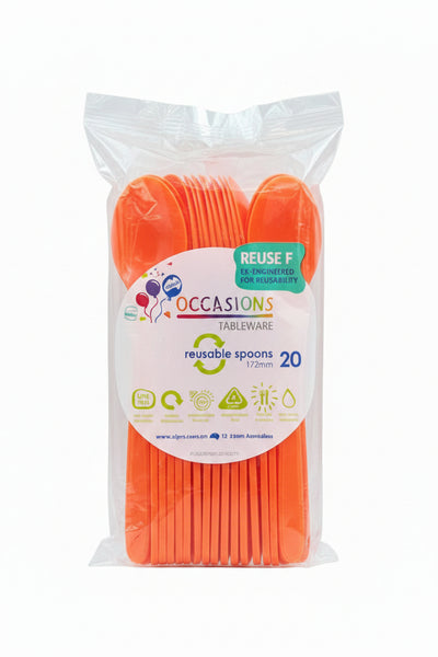 Orange Plastic Spoons 20pk