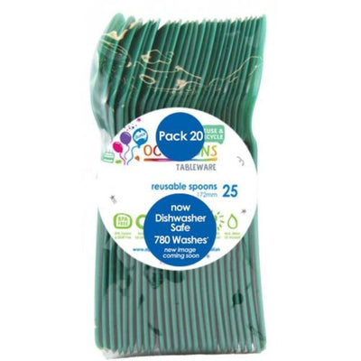 Green Plastic Spoons 20pk