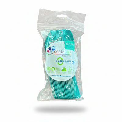 Green Plastic Spoons 20pk