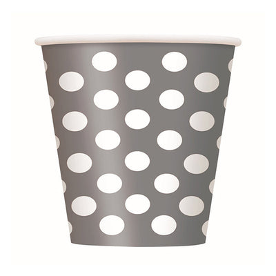 Dots Silver Paper Cups 12oz 6pk