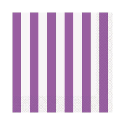 Pretty Purple Stripes Lunch Napkins 33x33cm 16pk