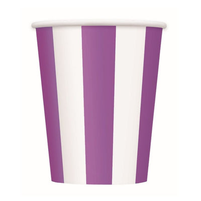 Pretty Purple Stripes Paper Cups 355ml 6pk