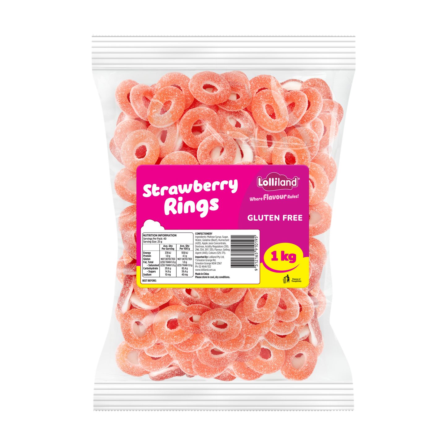 Strawberry Rings 1kg