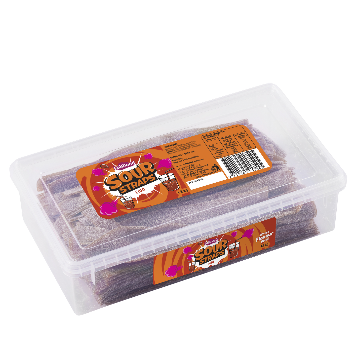 Lollinauts Sour Straps Tub - Cola 1.2kg