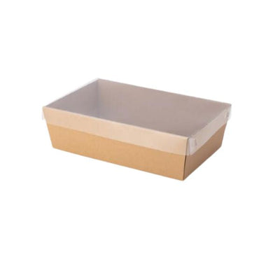 3pk Small Brown Grazing Box with Clear PET lid (255x155x80mm)