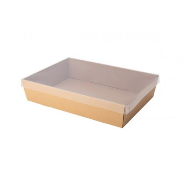 3pk Large Brown Grazing Box with Clear PET lid (560x255x80mm)