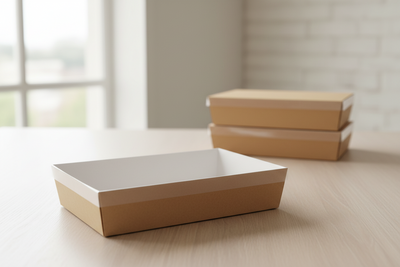 3pk Medium Brown Grazing Box with Clear PET lid (366x255x80mm)