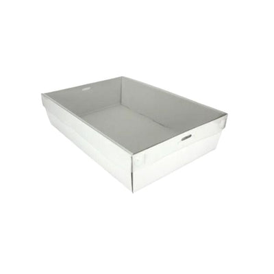 3pk Small White Grazing Box with Clear PET lid (255x155x80mm)