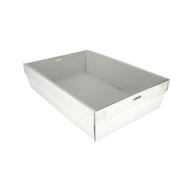 3pk Medium White Grazing Box with Clear PET lid (366x255x80mm)