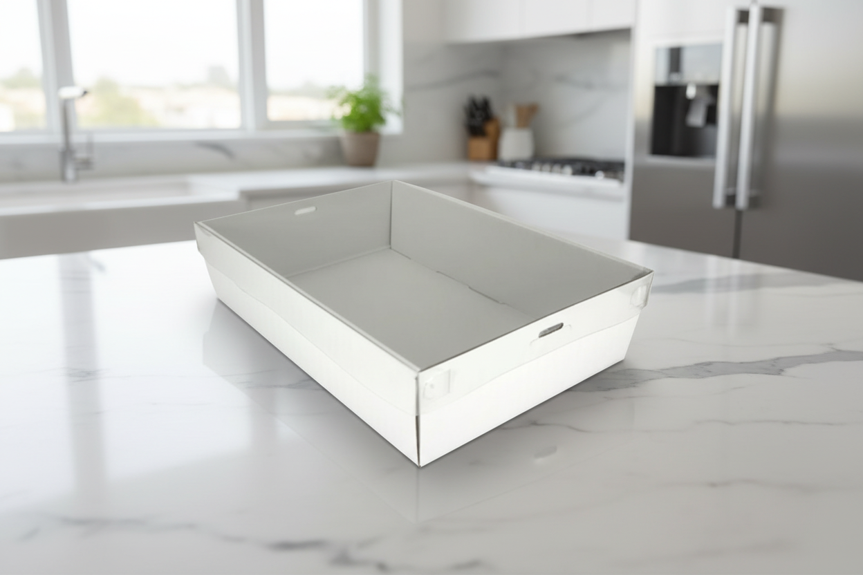 3pk Medium White Grazing Box with Clear PET lid (366x255x80mm)
