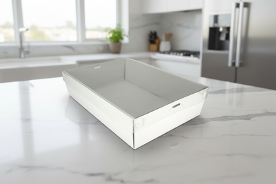 3pk Medium White Grazing Box with Clear PET lid (366x255x80mm)