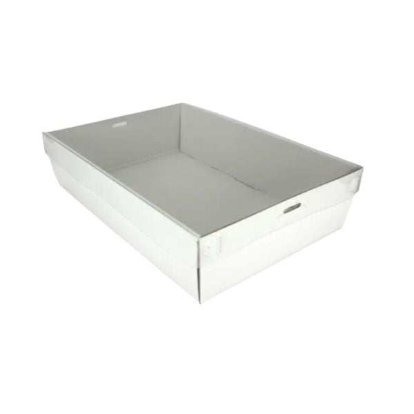 3pk Large White Grazing Box with Clear PET lid (560x255x80mm)