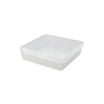 3pk Small Square White Grazing Box with Clear PET lid (180x180x80mm)