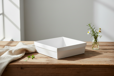 3pk Large Square White Grazing Box with Clear PET lid (280x280x80mm)