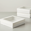 3pk Medium Square White Grazing Box with Window  Lid (250x250x80mm)