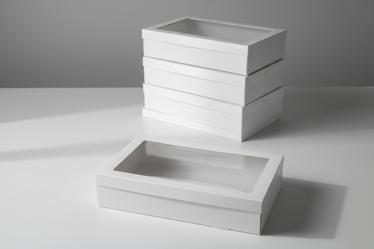 3pk Large White Grazing Box with Window Lid (560x255x80mm)