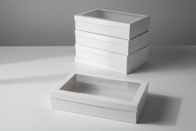 3pk Large White Grazing Box with Window Lid (560x255x80mm)
