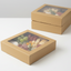3pk Small Square Kraft Grazing Box with Window Lid (180x180x80mm)