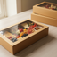 3pk Small Kraft Grazing Box with Window Lid (255x155x80mm)