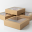 3pk Large Square Kraft Grazing Box with Window Lid (280x280x80mm)