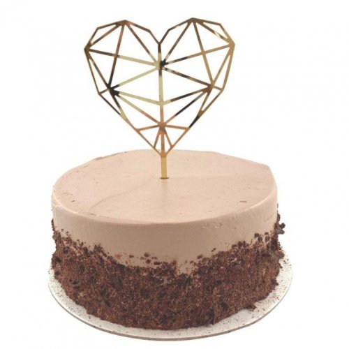 Gold Hex Heart Acrylic Cake Topper 2mm