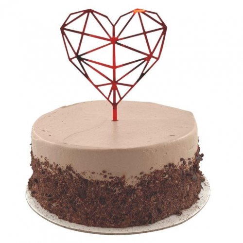 Red Hex Heart Acrylic Cake Topper 2mm
