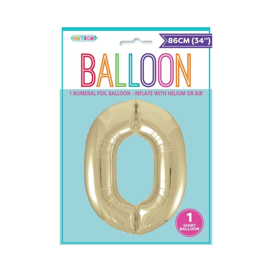 34in Champagne Gold Number 0 Foil Balloon
