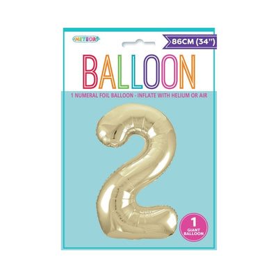 34in Champagne Gold Number 2 Foil Balloon